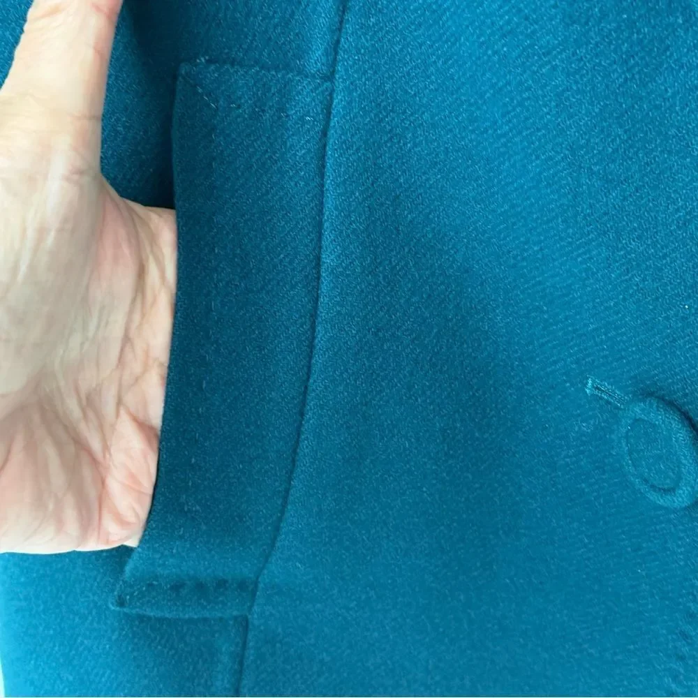 Talbots • Teal Wool Jacket Coat Blazer • Size 2 Petite • 3/4 Sleeve - Picture 11 of 13